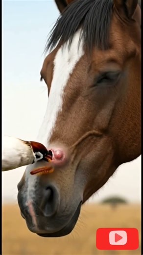 Can a Sparrow Really Heal a Horse’s Face Tumor? 😲 #animal #horse #wildlife #naturehealing