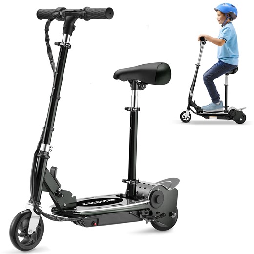 MAXTRA Upgraded Electric Scooter with Removable Seat for Kids Ages 6-12, Ride on UL Certified Motorized Scooters, 60 Mins Ultra-long Battery Life, Up to 10MPH and 155LBS Max Load, Black