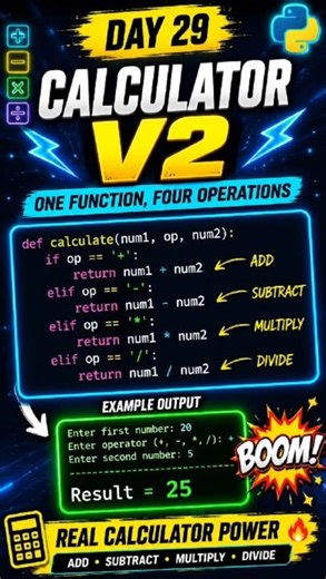 🔥 Day 29 of Learning Python: Calculator V2 #Python #LearnPython