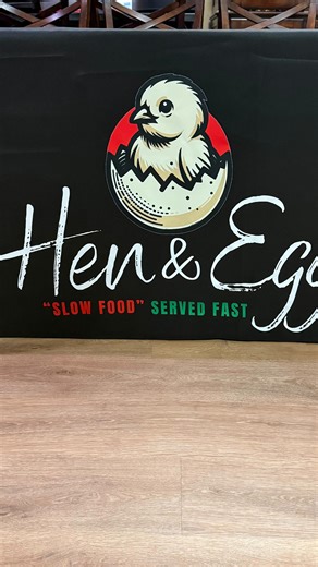 We made two 8ft custom table cloths for Hen & Egg JXN! Need a custom table cloth for your next event? Contact us! #tablecloth #custom #marketing | The Coleman Twinz LLC