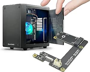 ElectroCookie Mini PC Case for Raspberry Pi 5 with M.2 NVMe SSD PCIe HAT and Active RGB Lighting Cooler (Black Case + M.2 HAT[ECR5 SSDS])