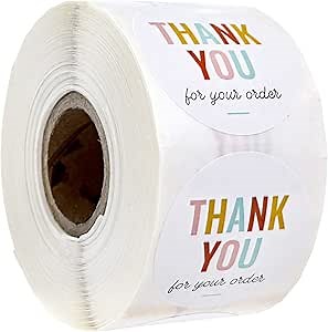 Thank You for Your Order Stickers / 500 Business Appreciation Labels / 1.5" Multi-Color Small Business Thanks Stickers/Made in The USA