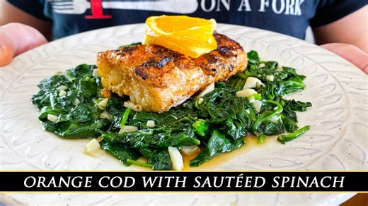 One of Sevilla’s best dishes: Orange cod with sautéed spinach