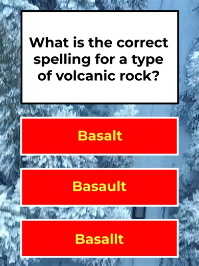Can you get this right? 🌋 Only 10% of people remember their Earth Science lessons! 🧠 Drop your answer in the comments and let’s see who’s a geology pro. 👇 ​#geology #quiztime #volcanicrock #basalt #trivia