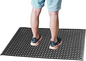 Outdoor Rubber Mat Kitchen Anti-Fatigue Floor Mats (24" x 36") Restaurant Bar Floor Mat New Rubber Non Slip Drainage Mat Black
