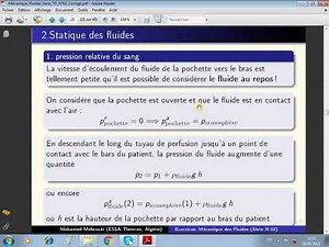 607. MDF (Série 2- Exercice 02: Pression nécessaire pour une perfusion intraveineuse)