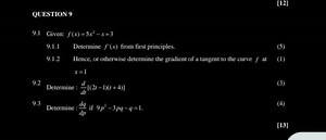 9.1.1 Determine f′(x) from first principles.... | Filo