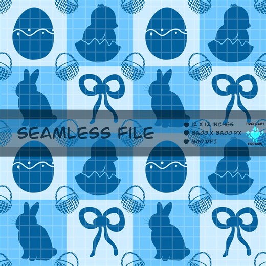 Easter Seamless Pattern PNG | Coquette Spring Bunny & Chick Digital Paper | Pastel Eggs Bows Basket Print 12x12 300 DPI - Etsy
