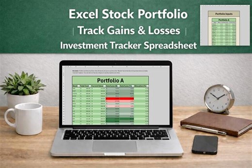 Single Portfolio Version | Excel Stock Portfolio | Track Gains & Losses | Investment Tracker Spreadsheet - Etsy