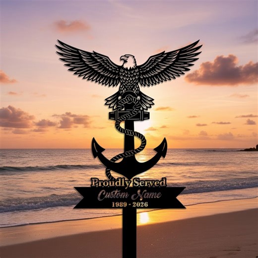Custom U.S. Navy Veteran Yard Sign, Anchor & Eagle Military Tribute, Personalized Metal Veteran Decor - Etsy