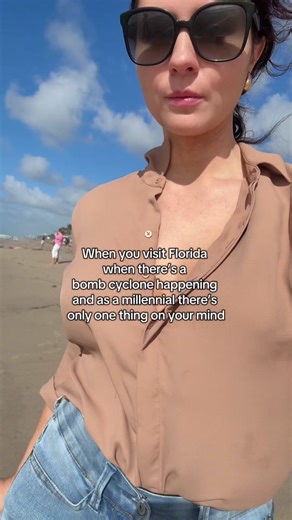 We hear the word cyclone and only think of one thing 😂Florida may have missed the cyclone, but the wind and the waves from the nearby storm were no joke 😭 #cyclone #babybash #bombcyclone #florida #millennial #fyp