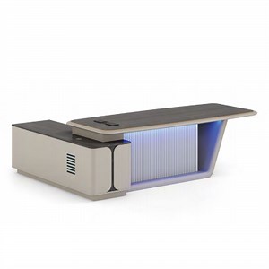 [Hot Item] Luxury Modern CEO Wooden Office Table with Side Cabinet Manager Executive Desk