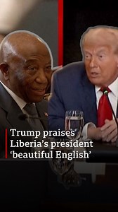 President Donald Trump has complimented Liberian President Joseph Boakai on his English-speaking, during a meeting with several African leaders at the White House. Trump told Boakai he speaks "such good English", asking where he went to school. The visitor politely laughed, but did not mention that English is the official language of Liberia. Africa's oldest republic, Liberia was founded in 1822 by freed American slaves with the goal of resettling free black people in Africa. | BBC News Africa