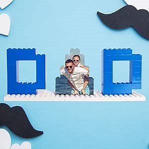 Personalized Photo Father’s Day Puzzles - Custom DAD Shaped Building Blocks Bricks Puzzle with Picture - DIY Love Home Decor Holiday Birthday Gifts for Dad