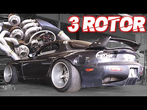 Triple Turbo 3 Rotor Widebody RX7 + Street Ride Along(INSANE BURNOUT SHREDS TIRE) + GT42R Repu Truck