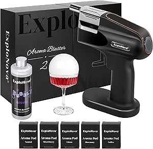 Cocktail Bubble Smoke Gun Kit with 5 Flavour Aroma Pods & Edible Bubbles – Aroma Blaster 2 to Elevate Drinks, Perfect for Bars, Parties, and Home Use, Ideal Gift for All Cocktail Lovers