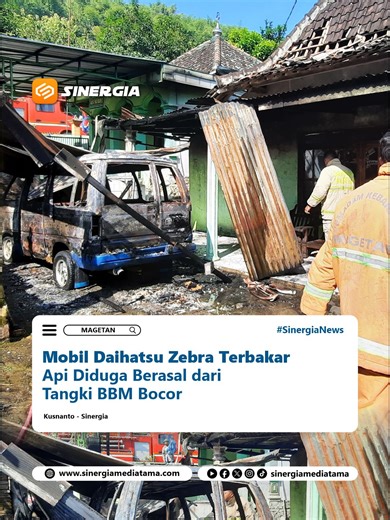 Sinergia | Magetan – Sebuah mobil penumpang jenis Daihatsu Zebra milik warga Desa Giripurno, Kecamatan Kawedanan, Kabupaten Magetan, hangus terbakar di teras rumah pada Sabtu (14/3/2026) pagi. Kebakaran diduga dipicu kebocoran pada tangki bahan bakar kendaraan saat mobil hendak dinyalakan.tim Pemadam Kebakaran (Damkar) Magetan segera menuju lokasi dengan mengerahkan dua unit mobil pemadam, satu unit rescue, serta satu unit tangki suplai air. Pemilik kendaraan mengatakan api muncul secara tiba-ti