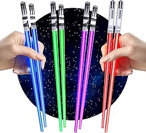 LightSaber Chopsticks Light Up Saber Led (4 Pairs, Red Blue Green Purple)