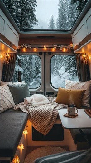 A peaceful inside a cozy camper van #CozyVibes #CampingAmbience #relaxingsounds
