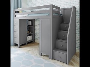 Loft Bed - with Storage, Desk and Staircase - Bunk Beds Canada