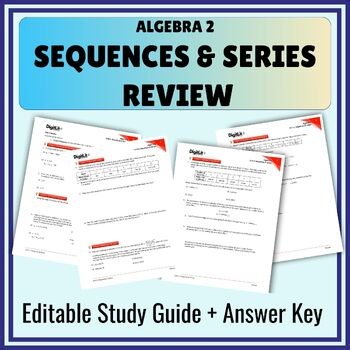 Sequences & Series Study Guide Worksheets | 10th-12th Grade Algebra 2