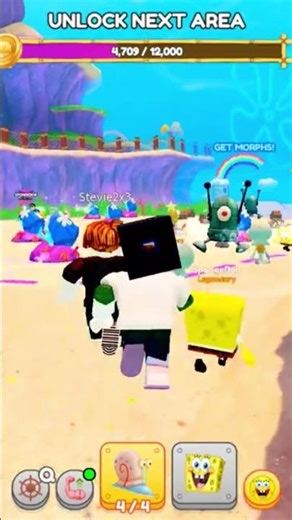 Unlocking an area in SpongeBob Simulator on Roblox #spongebob #roblox #shorts #youtubeshorts