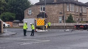 This dramatic footage shows an ambulance flipped on its side following a horror crash in Glasgow. Full story: https://trib.al/iyRPJtV Video: George Allison. | Glasgow Times