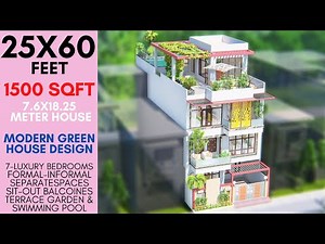 25X60 Feet, 1500 Sqft, Modern Green House Design | 7.6X18.3 Meter | ID-076