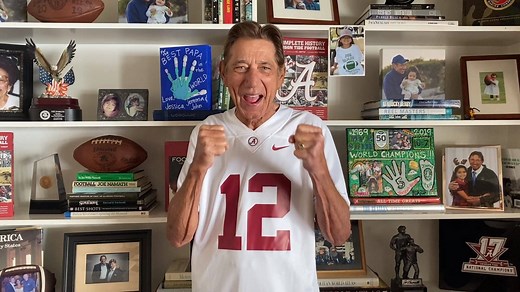 There's no question who Joe Namath is rolling with! 🐘🌊🌹 Check out the new Joe Willie Namath gear ➡ https://bit.ly/38TMKq6 | University of Alabama Athletics
