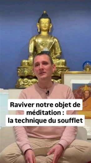 Qu'est-ce que la technique du soufflet ? Imaginons une braise. Si on veut qu’elle redevienne un vrai feu pour nous réchauffer, il faut la raviver avant qu’elle ne s’éteigne. Sinon… il faut tout recommencer de zéro. C’est exactement pareil en méditation. Quand on apprend à calmer l’esprit, puis à créer une expérience agréable — selon l’objet sur lequel on médite : l’amour, la compassion, le calme — on doit aussi apprendre à garder cette expérience. Comment ? En la ravivant, comme une braise. Avan