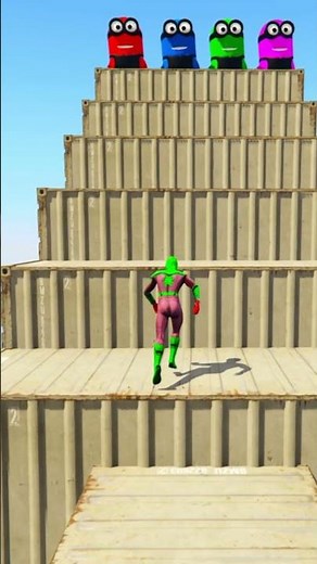 GTA 5 Rainbow Red Vs Pink & yellow Spiderman Jumping Into Pool (Euphoria Physics/Ragdolls) #shorts
