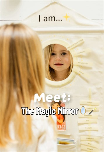 Growing up with a #magicmirror means wiring healthy brains for confidence, joy & connection. #neuroscience #parenting #affirmations #educationaltoy