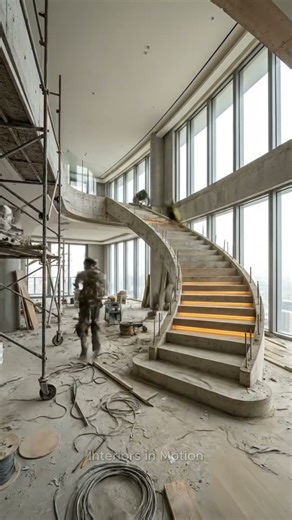 From Concrete to Iconic Curve Staircase ✨