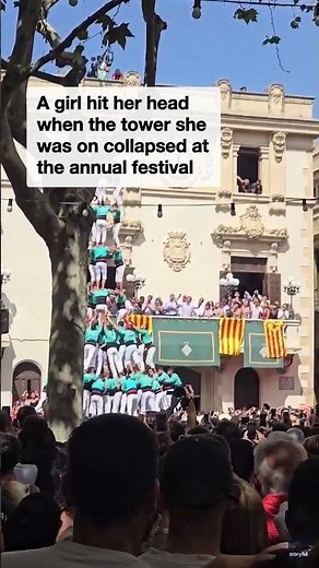 Young girl Injured as human tower collapse