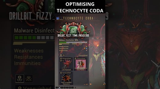 Optimise the Technocyte Coda for minimum stabs and fastest results! #warframe #coda #1999