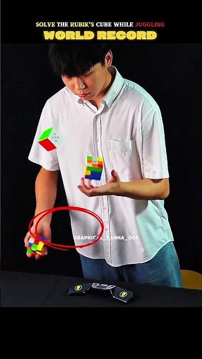Solve the Rubik's cube while juggling 🫡 #explore #shorts