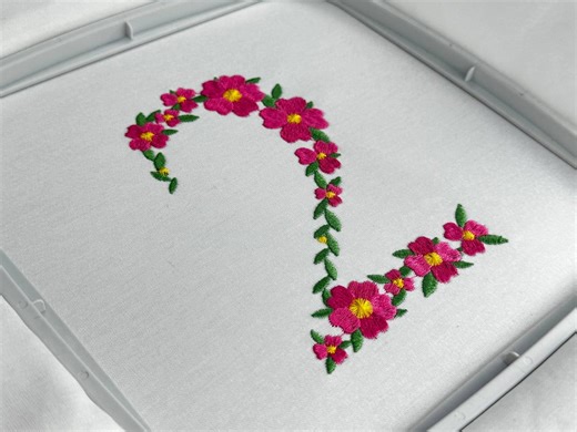 Floral Number 2 Embroidery Design, Botanical Monogram Numbers 0–9, Pink Flower Botanical Digits, Elegant Wedding Date Numbers, PES DST JEF - Etsy