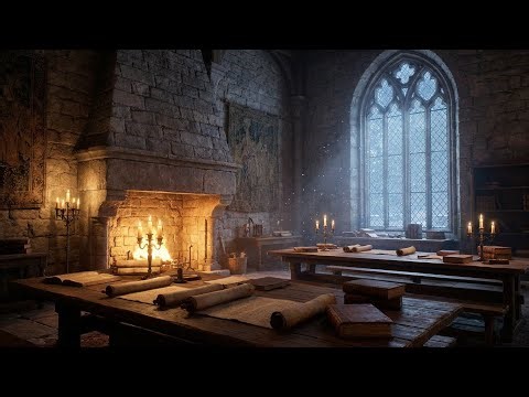 Celtic Harp in the Winter Hall | Relaxing Medieval Folk (Slow Build)
