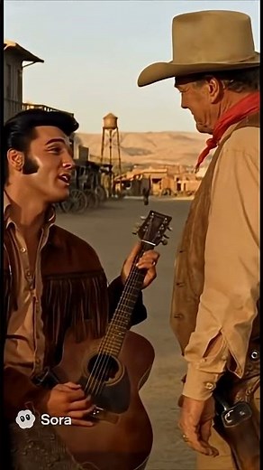 What if Elvis Presley and John Wayne ￼￼ met, but switched roles #ai