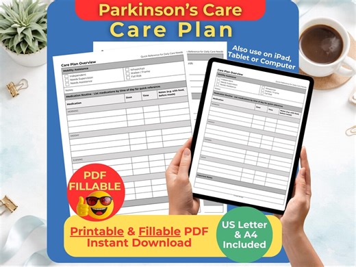 Parkinson's Care Plan Printable & Fillable PDF | Caregiver Template | Home Care Organizer | A4 US Letter - Etsy