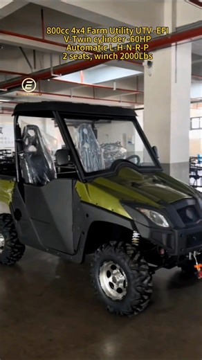 800cc 4x4 Farm Utility UTV -EFI V-Twin cylinder -60HP Automatic L-H-N-R-P 2 seats, winch 2000Lbs emaxbike2016@gmail.com WhatsApp 8618565119998 Displacement: 800ml Cylinder bore × stroke: 91 × 61.5 mm Compression ratio: 10.8:1 Maximum horsepower: 60HP Maximum power: 44KW/7000rpm Maximum torque: 73 Nm/5500 rpm Maximum load capacity: 300kg Maximum speed: 90 km/h Fuel supply system: Bosch electronic fuel injection Fuel: ≥ 92# and above unleaded gasoline Fuel tank capacity: 27L Ignition method: ICDI 