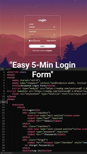 How to Create an Animated Login Form using HTML and CSS | Login Form Design 🚀