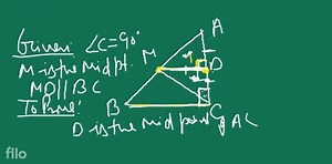 A B C is a triangle right angled at C. A line through the mid-p... | Filo