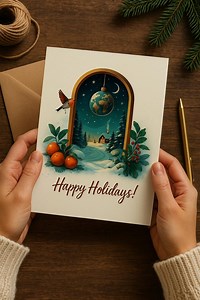 Christmas Printable Card Holiday Greeting Card Magical Winter Scene Christmas Art Print Digital Download Happy Holidays Card Xmas Printable - Etsy