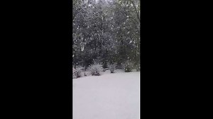 Thick snow falls across Sioux Falls, South Dakota, USA