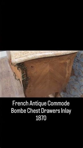 French Antique Commode Bombe Chest Drawers Inlay 1870 #bombe #frenchantiques #bombecommode