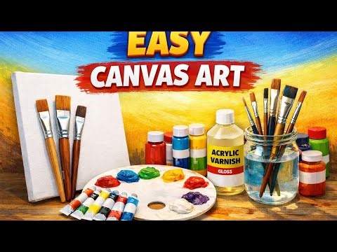 Easy canvas art| acrylic art tutorial 🎨🩷 #art #acrylic #painting #canvas