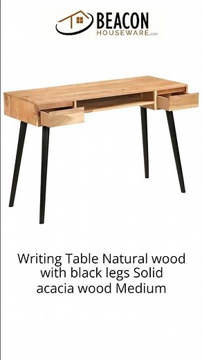 Writing Table Natural wood with black legs Solid acacia wood Medium