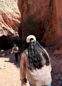 Hiking in the red slot canyon