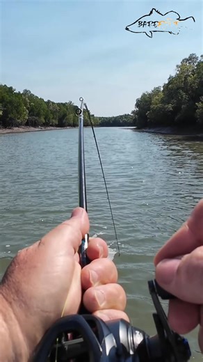 Proper bend in the brim-weight baitcaster — that’s what was busting up the bank. Biggest yet on the BFS, and nearly ran outta string. #BarefootFishing #BFSgear #BarraBlowup #TopEndFishing #LightGearBigFish | Barefoot Fishing Safaris